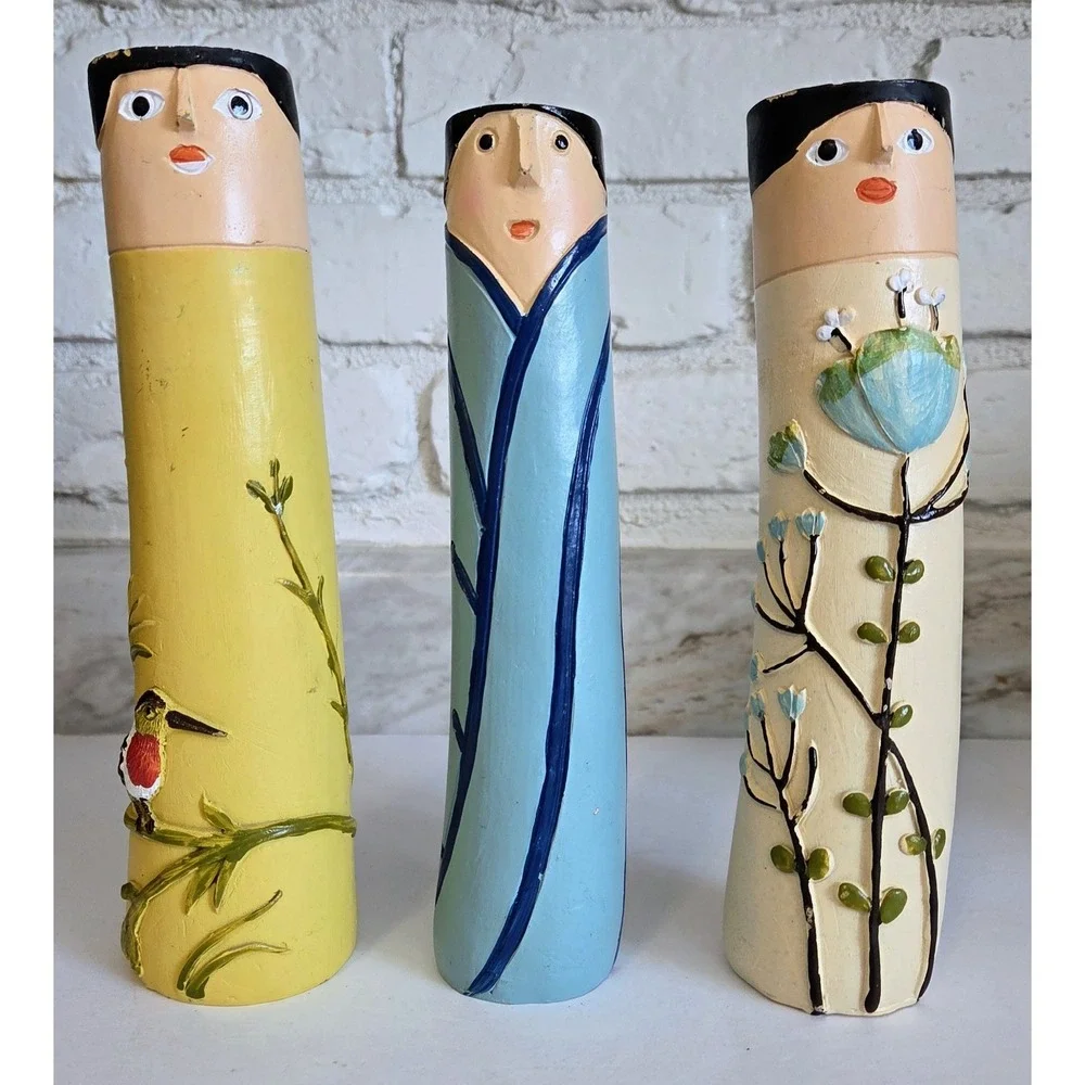 Spring Family Bud Vases Painted Resin Bohemian Vase Candle Holder Taper Holders‎